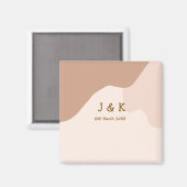 Beige Boho kurvige orange Hochzeit Name Datum Magnet (Vorderseite/Rückseite)