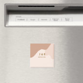 Beige Boho kurvige orange Hochzeit Name Datum Magnet (In Situ (Geschirrspüler))