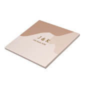 Beige Boho kurviges orange Hochzeit Name Datum Fliese (Seite)