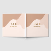 Beige Boho kurviges orange Hochzeit Name Datum Gästebuch (Voll)