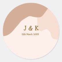 Beige Boho kurviges orange Hochzeit Name Datum