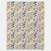 Beige Boho Neutral Botanical Cream Leaves Pattern  Fleecedecke (Vorderseite)