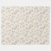 Beige Boho neutrales botanisches Creme-Blattmuster Fleecedecke (Vorderseite (Horizontal))