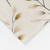 Beige Boho neutrales botanisches Creme-Blattmuster Fleecedecke (Ecke)
