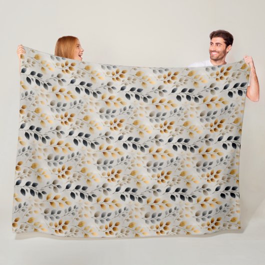 Beige Boho neutrales botanisches Muster mit cremef Fleecedecke (Beispiel)