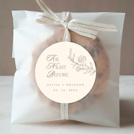 Beige Boho Night Before Probe Dinner Hochzeit Runder Aufkleber
