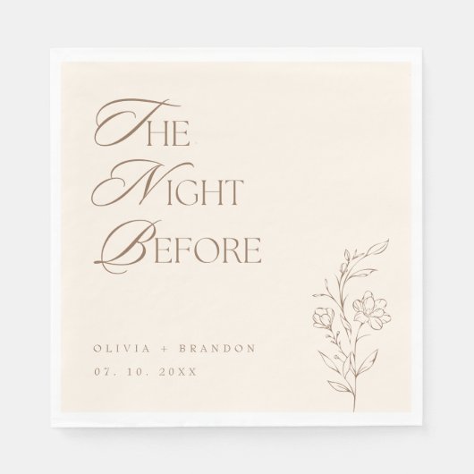 Beige Boho Night Before Probe Dinner Hochzeit Serviette (Vorderseite)