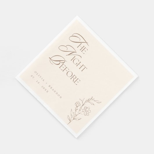 Beige Boho Night Before Probe Dinner Hochzeit Serviette (Ecke)