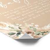 Beige Boho Pampas Grass Baby Dusche Poster (Ecke)