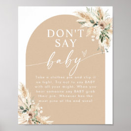 Beige Boho Pampas Grass Baby Dusche Poster