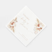 Beige Boho Pampas Grass Baby Dusche Serviette (Ecke)