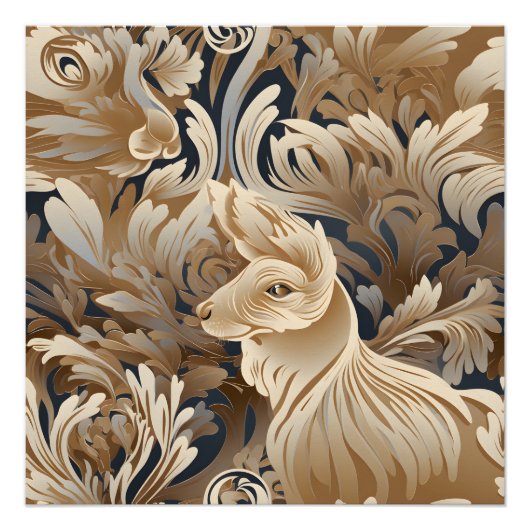 Beige BOHO Rabbit Poster (Vorderseite)