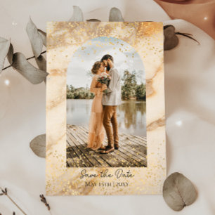 Beige Boho Rahmen Foto Save The Date Hochzeit Einladung