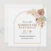 Beige Boho Style Birthday Invitation Einladung (Vorne/Hinten)