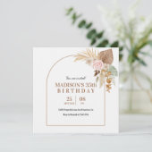 Beige Boho Style Birthday Invitation Einladung (Stehend Vorderseite)