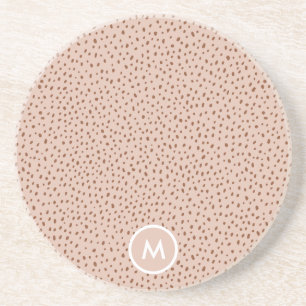 Beige & Boho Terracotta Brown Dots Monogramm Getränkeuntersetzer