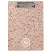 Beige & Boho Terracotta Brown Dots Monogramm Klemmbrett (Vorderseite)