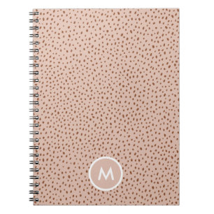 Beige & Boho Terracotta Brown Dots Monogramm Notizblock