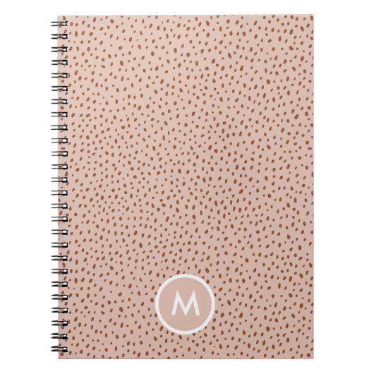 Beige & Boho Terracotta Brown Dots Monogramm Notizblock (Vorderseite)