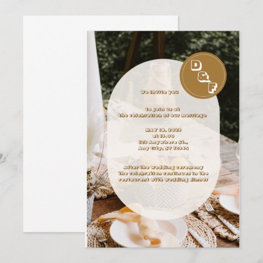 Beige Boho Wedding Brunch Einladung (Vorne/Hinten)