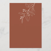 Beige Boho Wedding Menü mit Blumenarbeiten Menükarte (Rückseite)