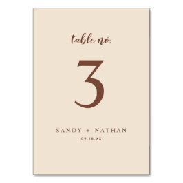 Beige Boho Wedding Tischnummer