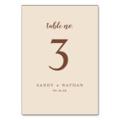 Beige Boho Wedding Tischnummer (Rückseite)