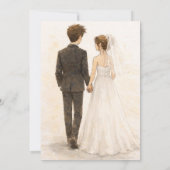 Beige Boho Whimsical Wasserfarben-Hochzeit Einladung (Rückseite)