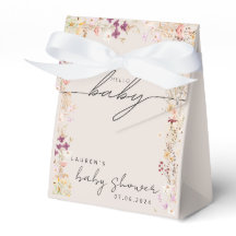 Beige Boho Wildblume Babydusche Geschenk