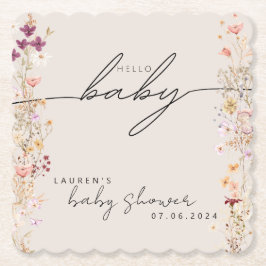 Beige Boho Wildblume Babydusche Tischdekoration Untersetzer