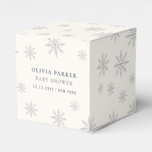 Beige Boho Winter Snowflake Babydusche Geschenkschachtel (Vorderseite)
