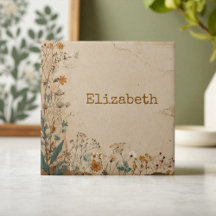 Beige Border Rustic Boho Wildblume