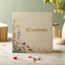 Beige Border Rustic Boho Wildblume