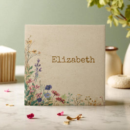 Beige Border Rustic Boho Wildblume Fliese