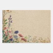 Beige Border Rustic Boho Wildblume Geschenkpapier Set (Vorderseite 3)