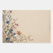 Beige Border Rustic Boho Wildblume Geschenkpapier Set (Vorderseite 2)