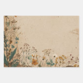 Beige Border Rustic Boho Wildblume Geschenkpapier Set (Vorderseite)