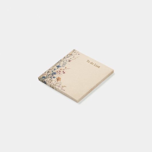 Beige Border Rustic Boho Wildblume Post-it Klebezettel (angewinkelt)