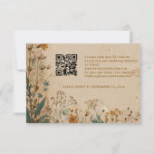 Beige Border Rustic Boho Wildblume QR Code RSVP Karte (Rückseite)