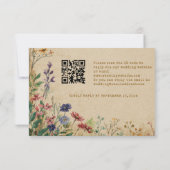 Beige Border Rustic Boho Wildblume QR Code RSVP Karte (Rückseite)