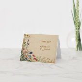 Beige Border Rustic Boho Wildblume Wedding Dankeskarte (Vorderseite)