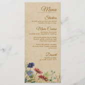 Beige Border Rustic Boho Wildblume Wedding Menükarte (Vorderseite)