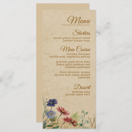 Beige Border Rustic Boho Wildblume Wedding Menükarte