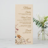 Beige Border Rustic Boho Wildblume Wedding Menükarte (Stehend Vorderseite)