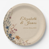 Beige Border Rustic Boho Wildblume Wedding Pappteller (Vorderseite)