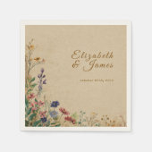 Beige Border Rustic Boho Wildblume Wedding Serviette (Vorderseite)