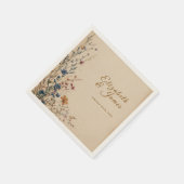 Beige Border Rustic Boho Wildblume Wedding Serviette (Ecke)