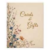 Beige Border Rustic Boho Wildblume Wedding Sign Fotodruck (Vorne)