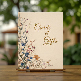 Beige Border Rustic Boho Wildblume Wedding Sign Fotodruck