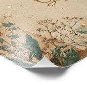 Beige Border Rustic Boho Wildblume Wedding Sign Fotodruck (Ecke)